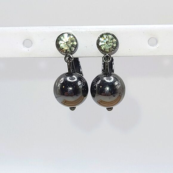 Joan Rivers Ball Clip On Earrings, Gunmetal - Picture 4 of 7